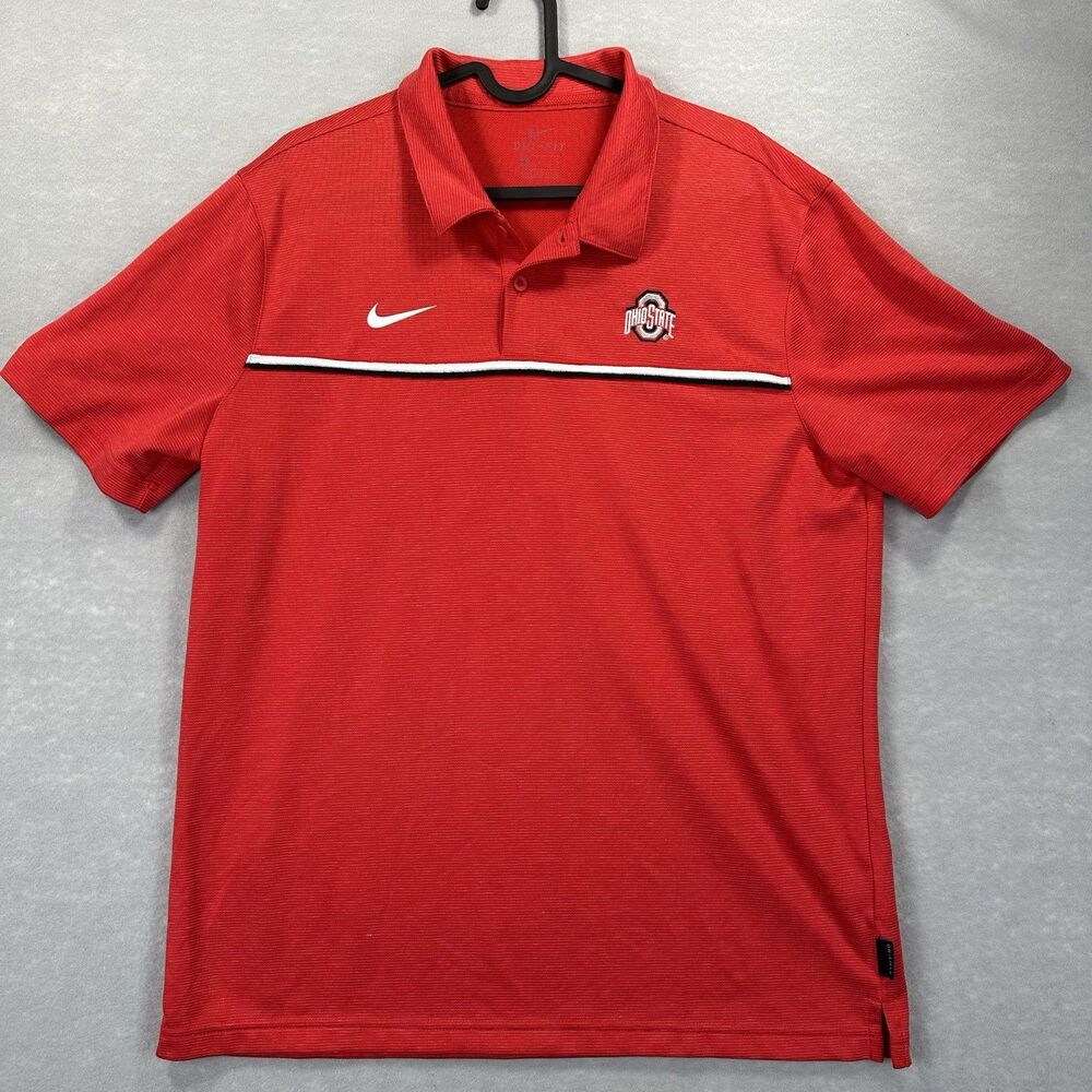 Nike Ohio State Buckeyes Men’s Large Dri-Fit On Field‎ Polo Red Embroidered Logo